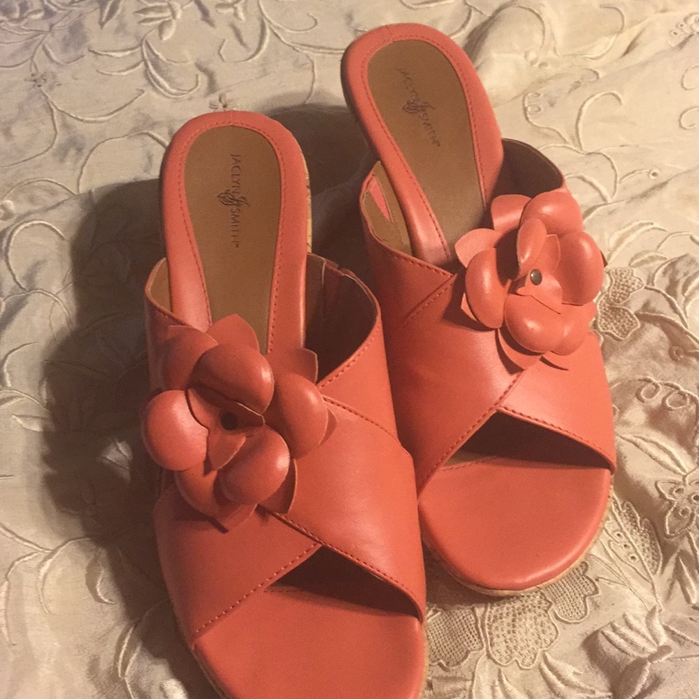 Jaclyn Smith 9m Coral Wedge Sandals